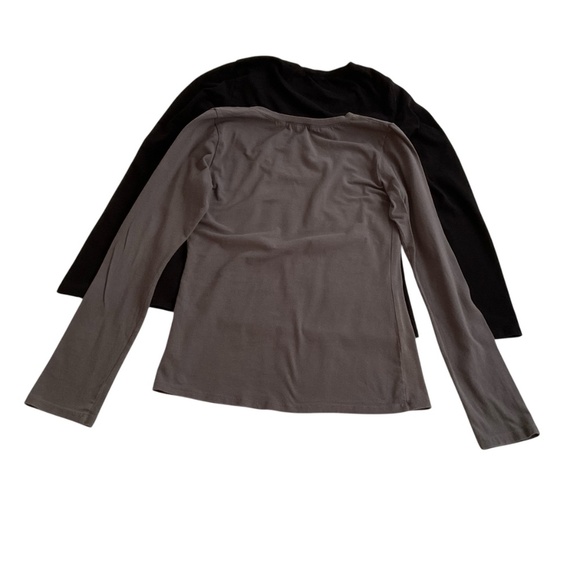 Active Basic Set Of 2 Long Sleeve T Shirts Sz L Black & Brown Stretch Capsule - Picture 2 of 9